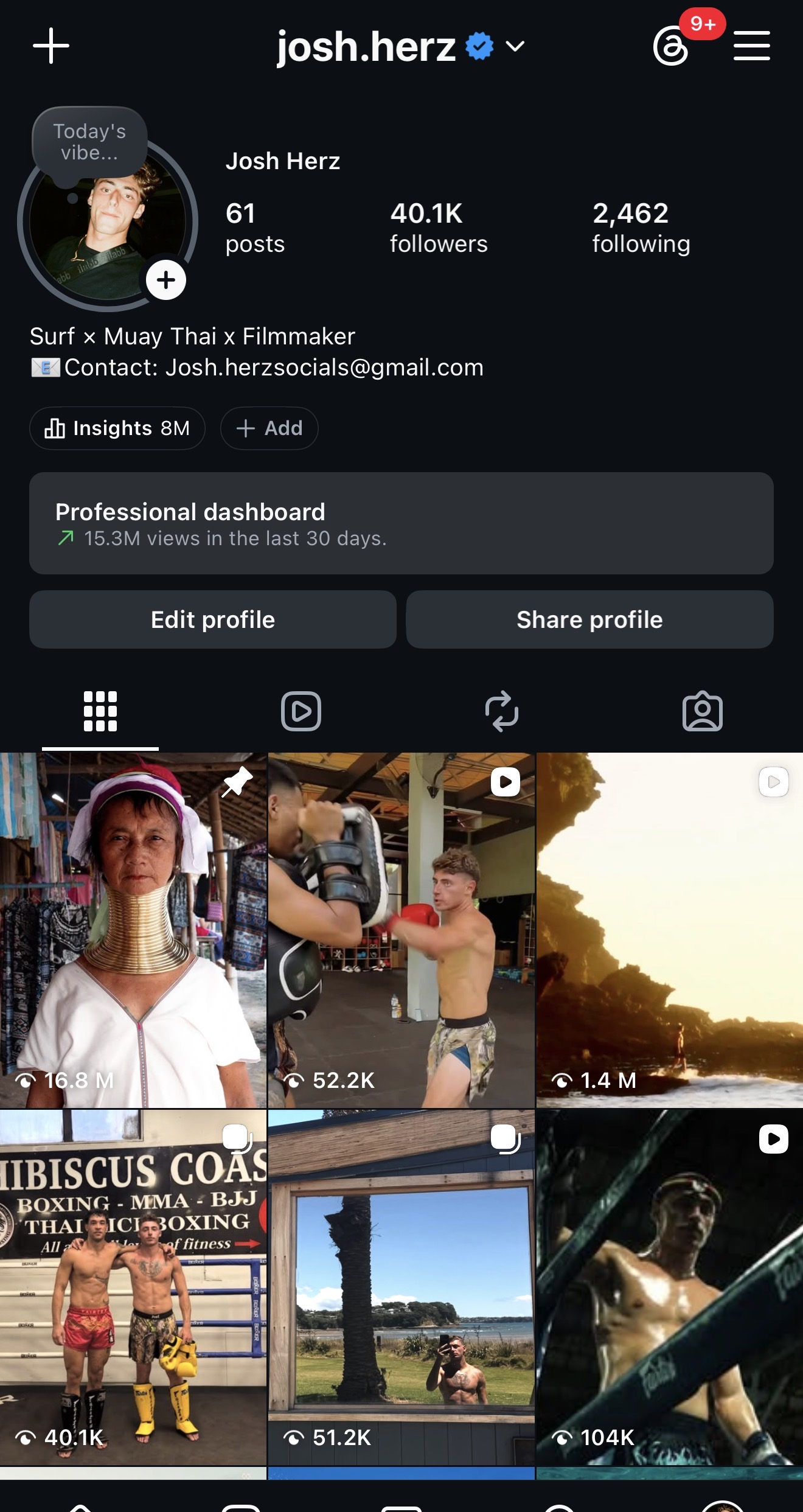 Josh Herz Instagram profile